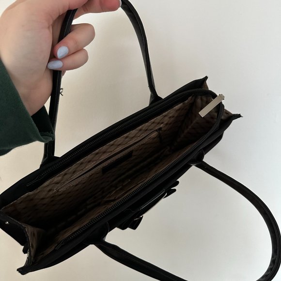 Salvatore Ferragamo Vintage Top Handle Hand Bag Bow Canvas Black - Picture 3 of 8